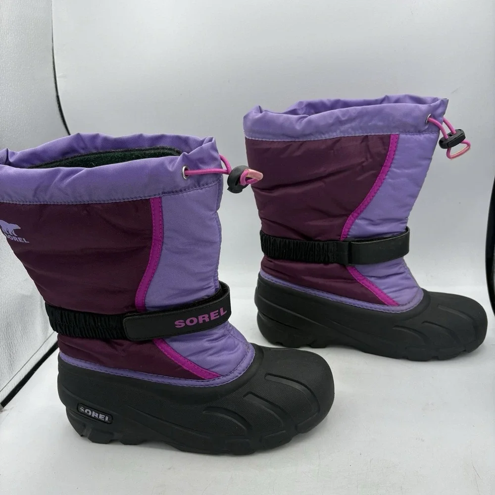 Sorel‎ Boots Girls Youth Size 5 Flurry Snow Purple Dahlia Paisley Insulated